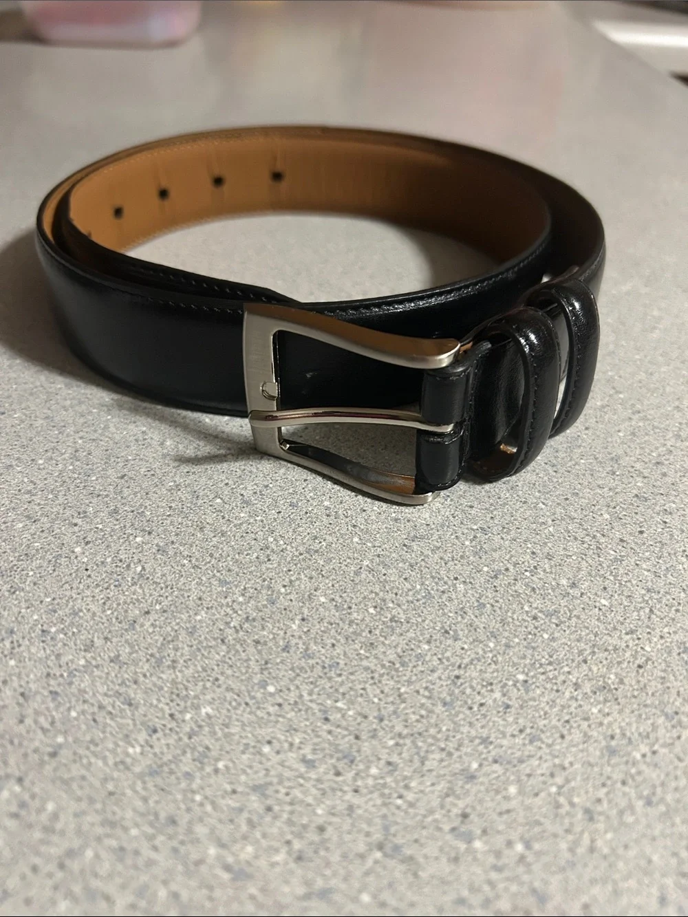 32/30 Coated Black Leather Belted